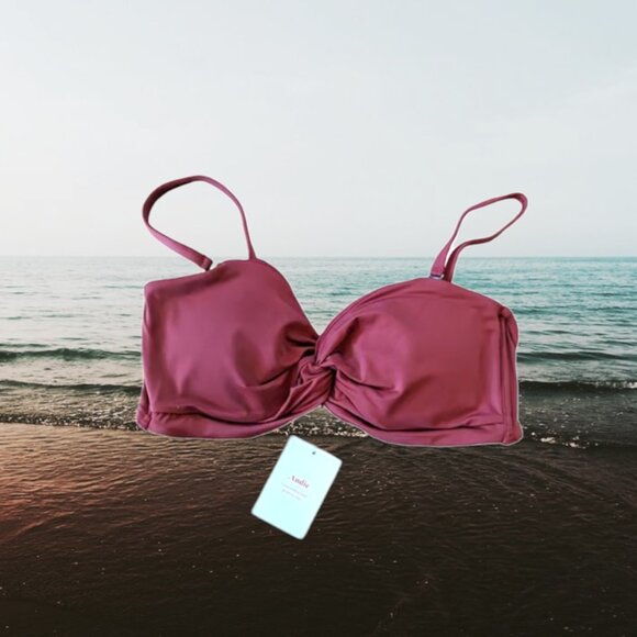 Andie Swim The Capri Top Truffle Eco Nylon Size Large - Picture 2 of 8